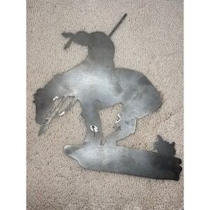 Metal End of the Trail Sculpture Wall Art Western Native American Cowboy Decor‎